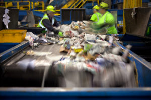 conveyor belt at a recycling facility